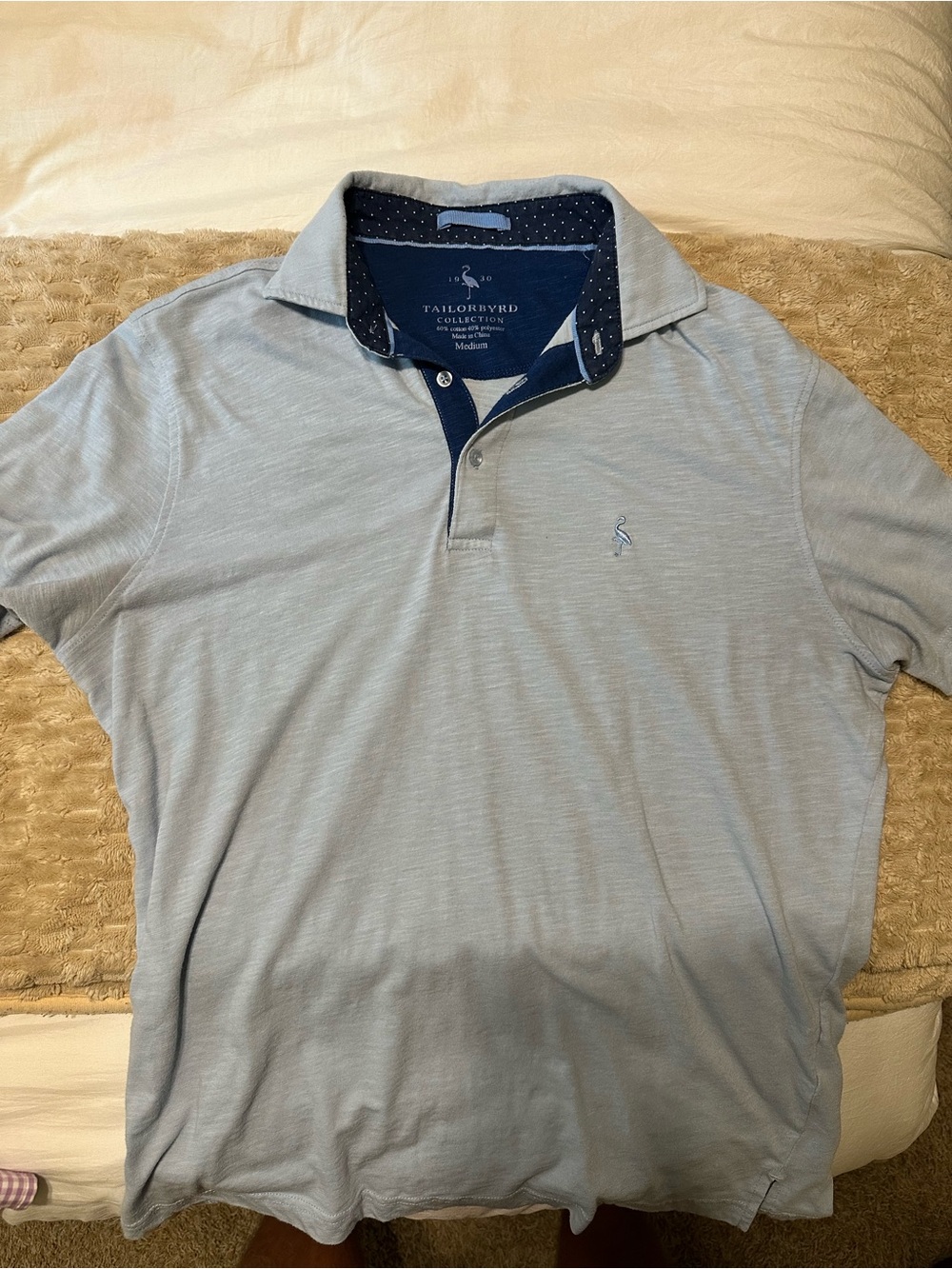 Tailorbyrd Light Blue Polo with Navy Contrast Collar